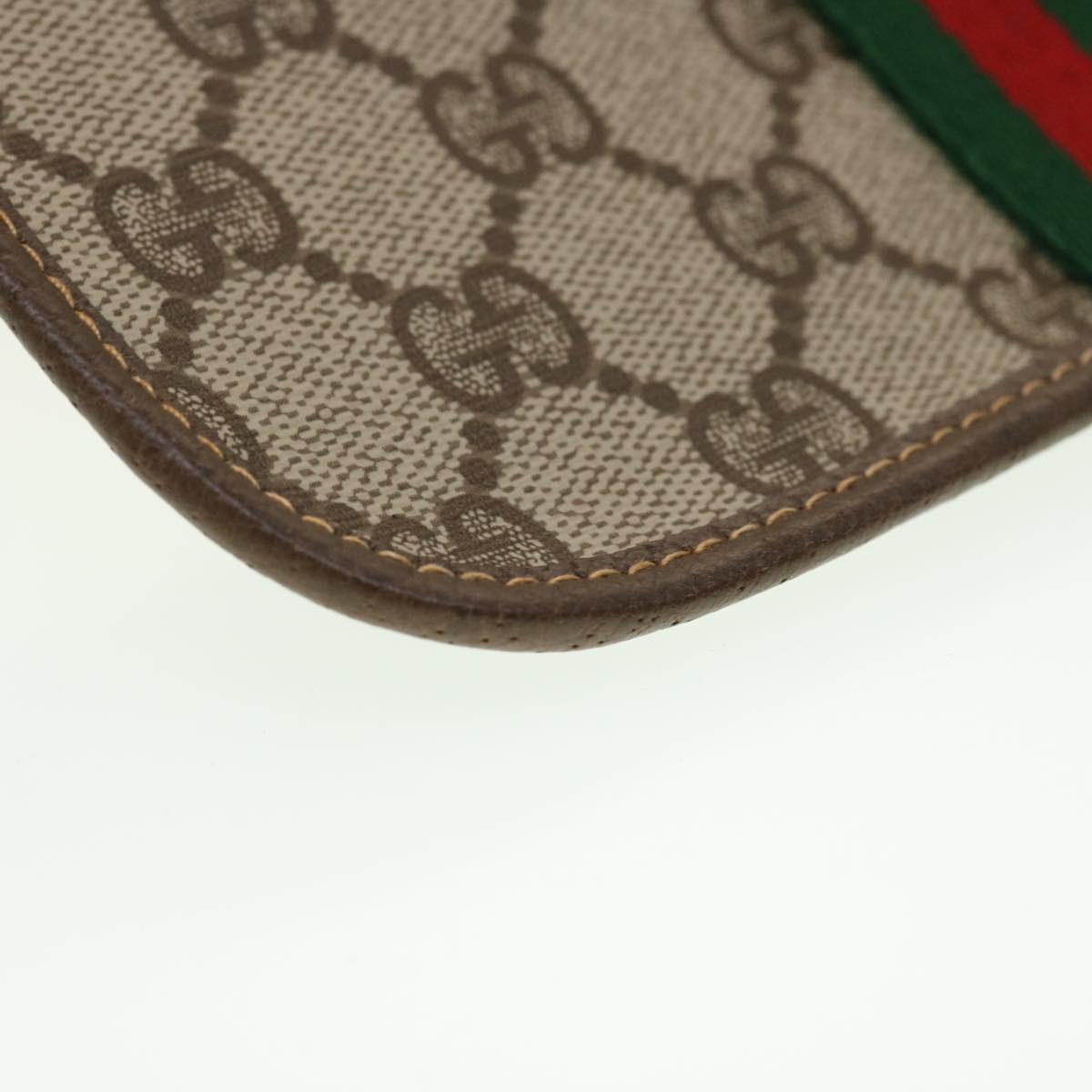 GUCCI GG Canvas Web Sherry Line Pouch PVC Leather Beige Red Green yk7352