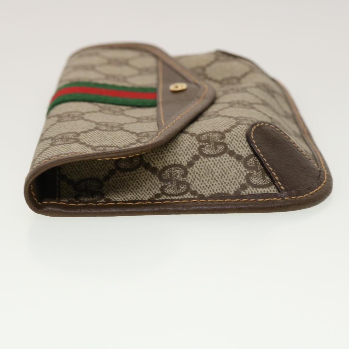GUCCI GG Canvas Web Sherry Line Pouch PVC Leather Beige Red Green yk7352