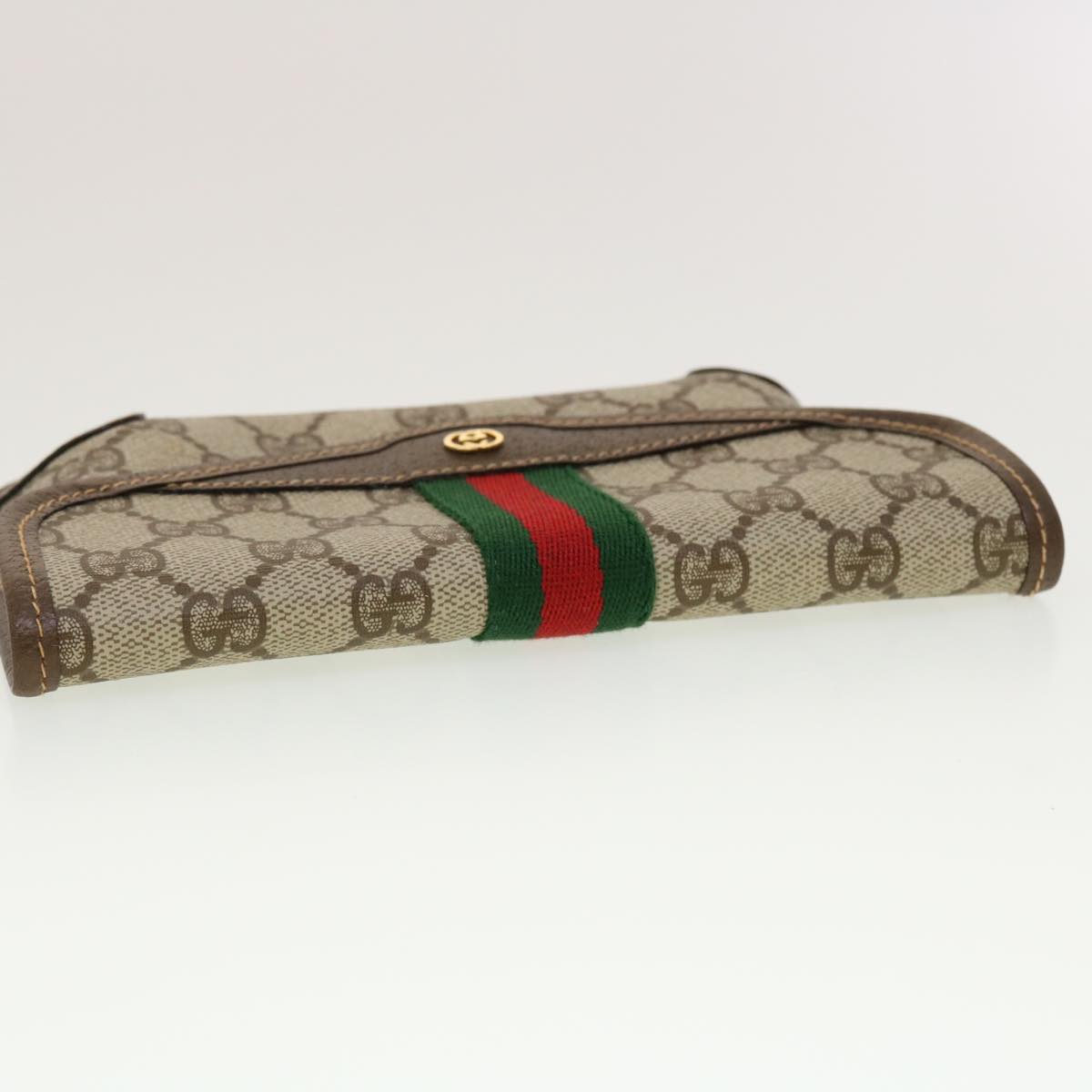 GUCCI GG Canvas Web Sherry Line Pouch PVC Leather Beige Red Green yk7352
