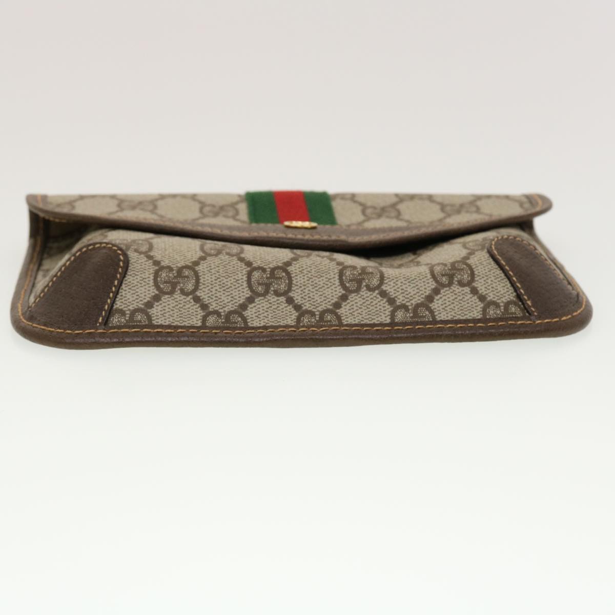 GUCCI GG Canvas Web Sherry Line Pouch PVC Leather Beige Red Green yk7352