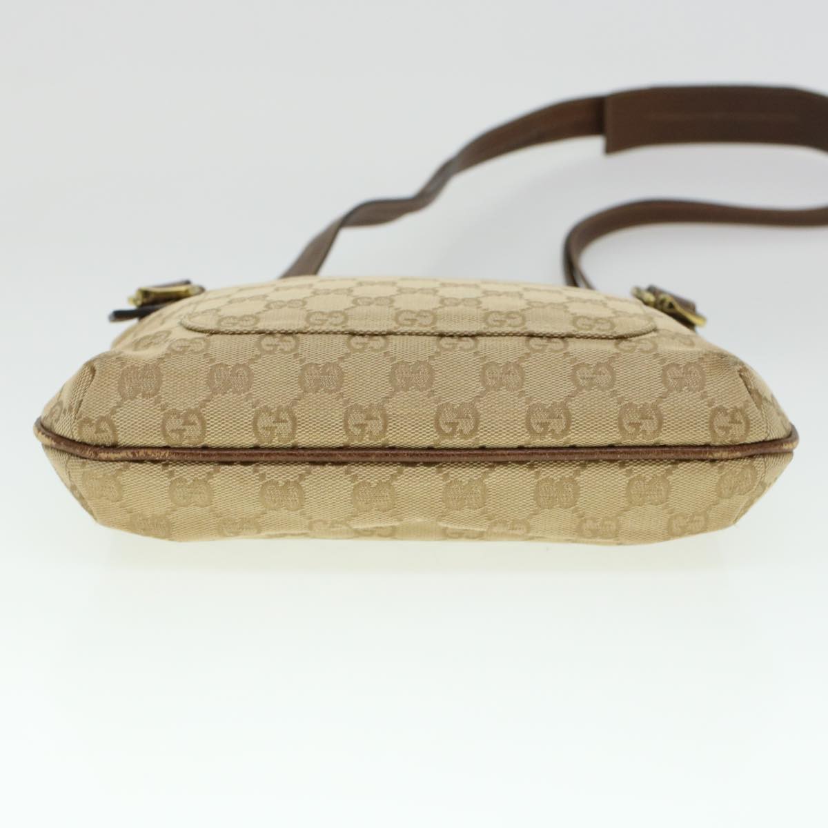 GUCCI GG Canvas Shoulder Bag Leather Beige 115514 yk7361