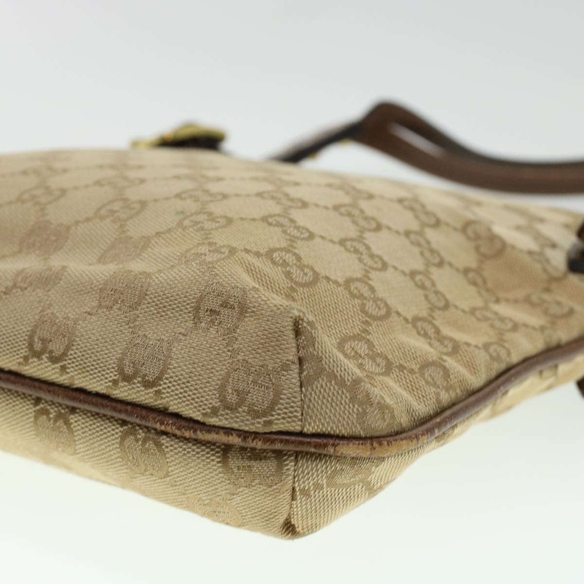 GUCCI GG Canvas Shoulder Bag Leather Beige 115514 yk7361