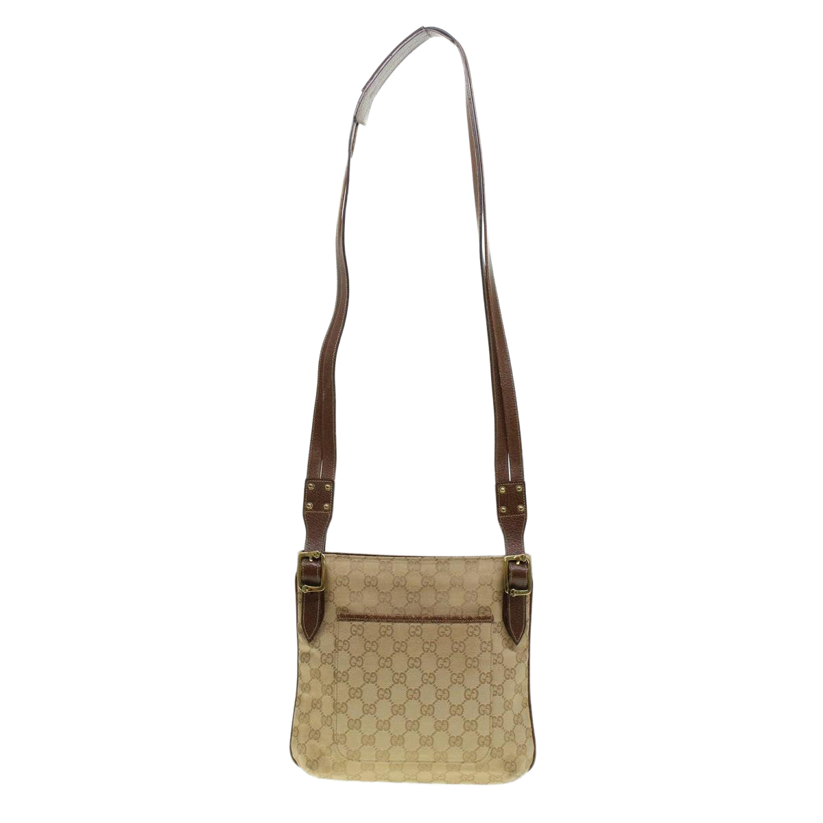 GUCCI GG Canvas Shoulder Bag Leather Beige 115514 yk7361