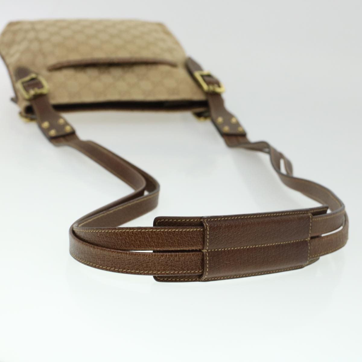 GUCCI GG Canvas Shoulder Bag Leather Beige 115514 yk7361