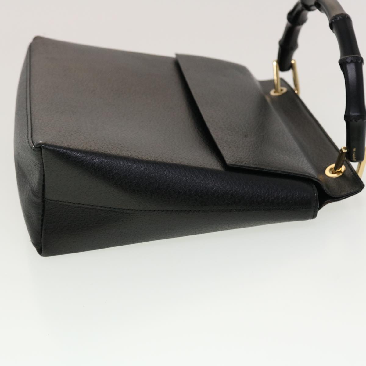 GUCCI Bamboo Hand Bag Leather Black 001.3444.1887 yk7365B