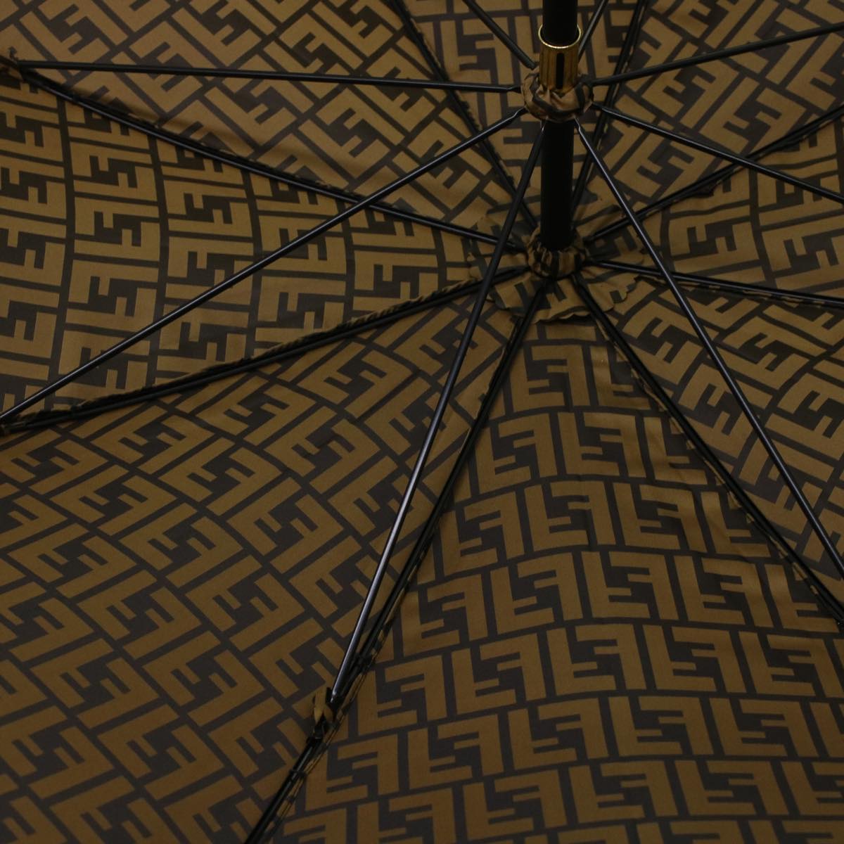 FENDI Zucca Canvas Umbrella Nylon Brown Black yk7408B