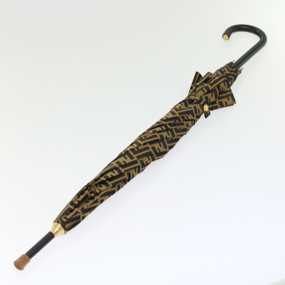 FENDI Zucca Canvas Umbrella Nylon Brown Black yk7408B