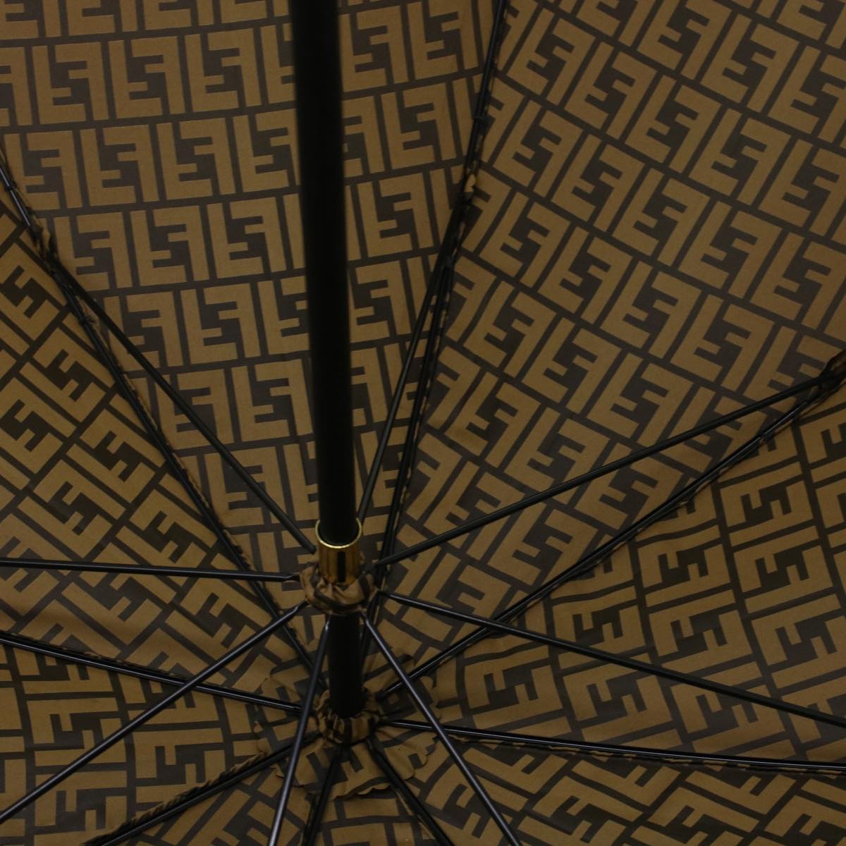 FENDI Zucca Canvas Umbrella Nylon Brown Black yk7408B