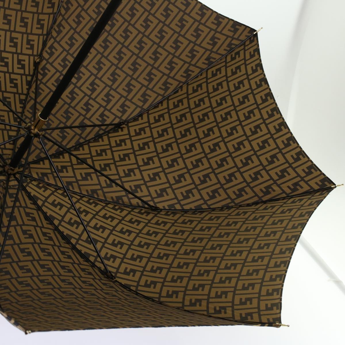 FENDI Zucca Canvas Umbrella Nylon Brown Black yk7409B