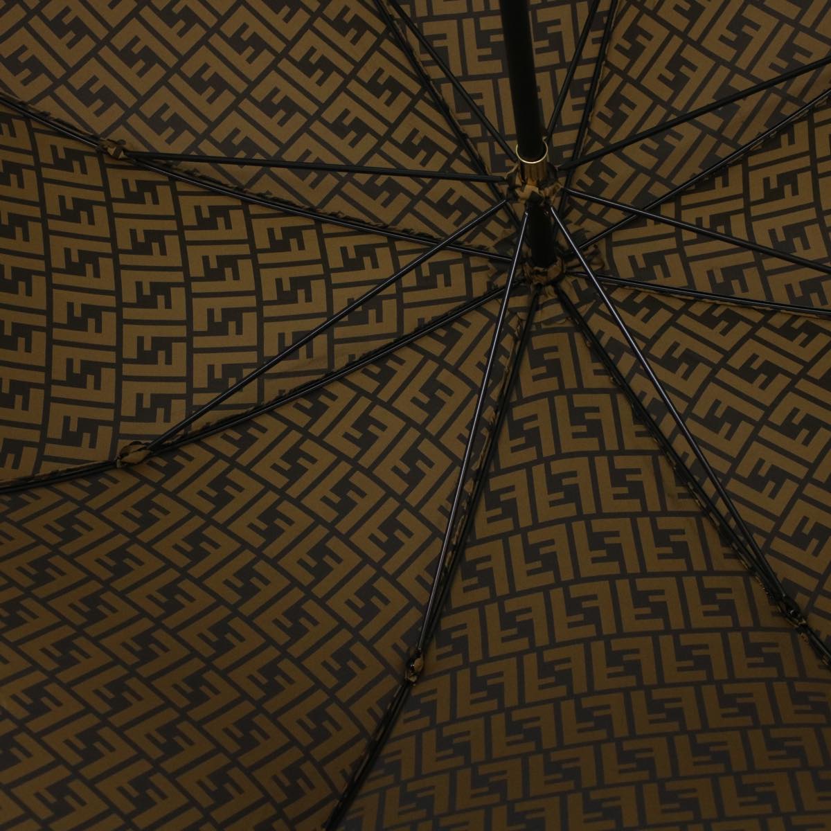 FENDI Zucca Canvas Umbrella Nylon Brown Black yk7409B
