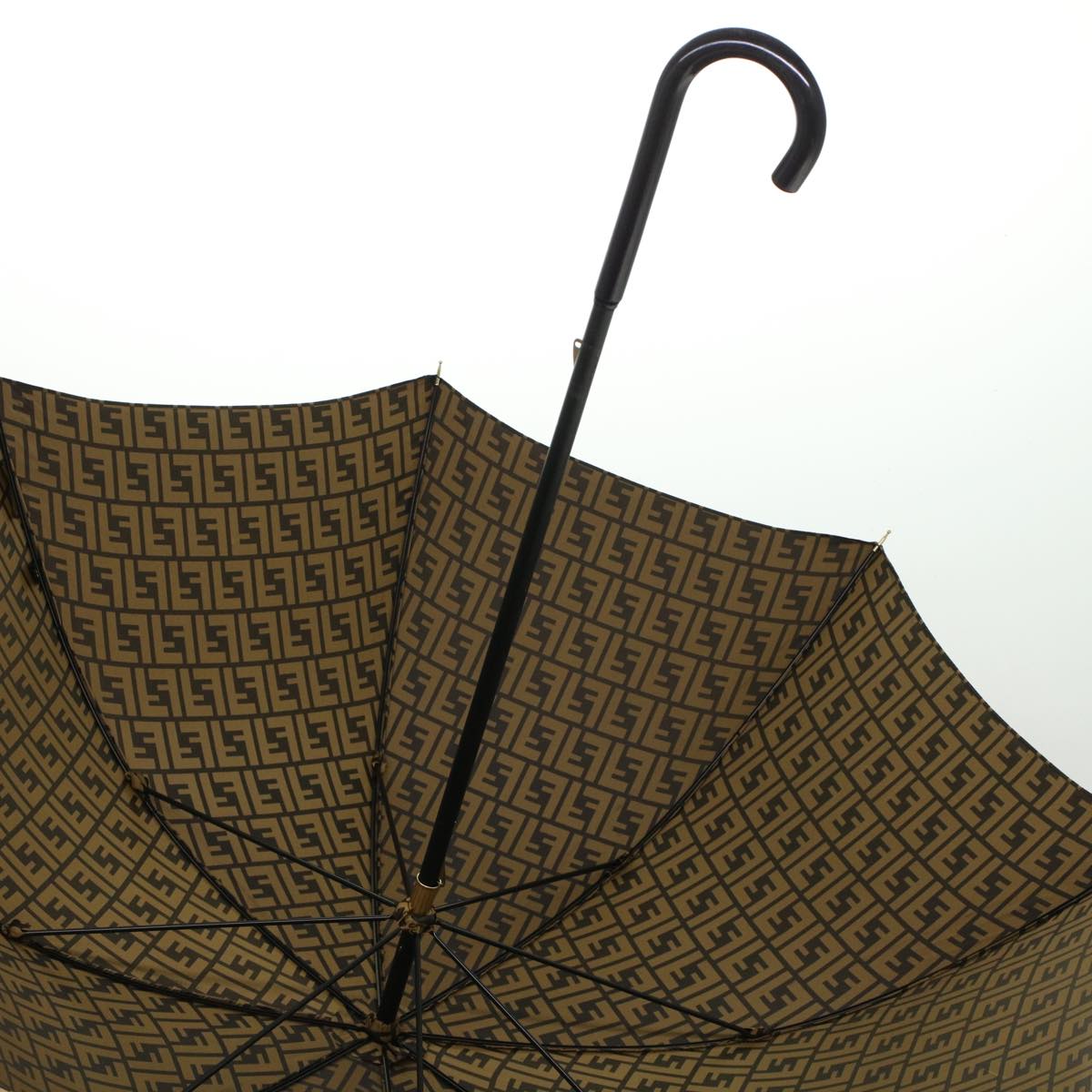 FENDI Zucca Canvas Umbrella Nylon Brown Black yk7409B