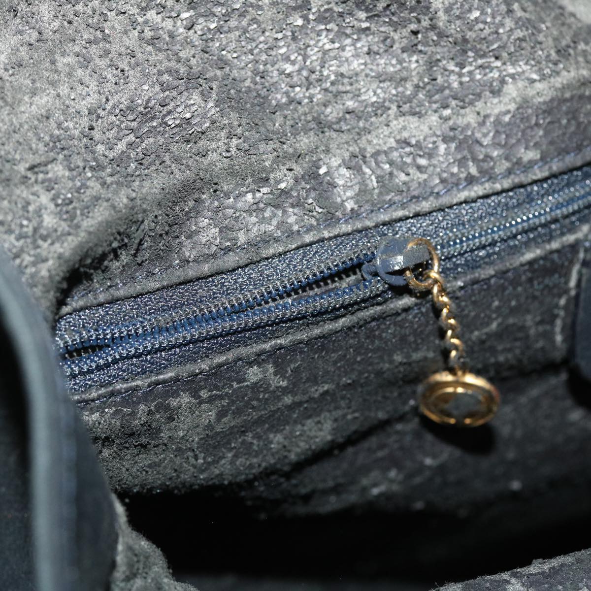 GUCCI Bamboo Shoulder Bag Suede 2way Navy yk7417