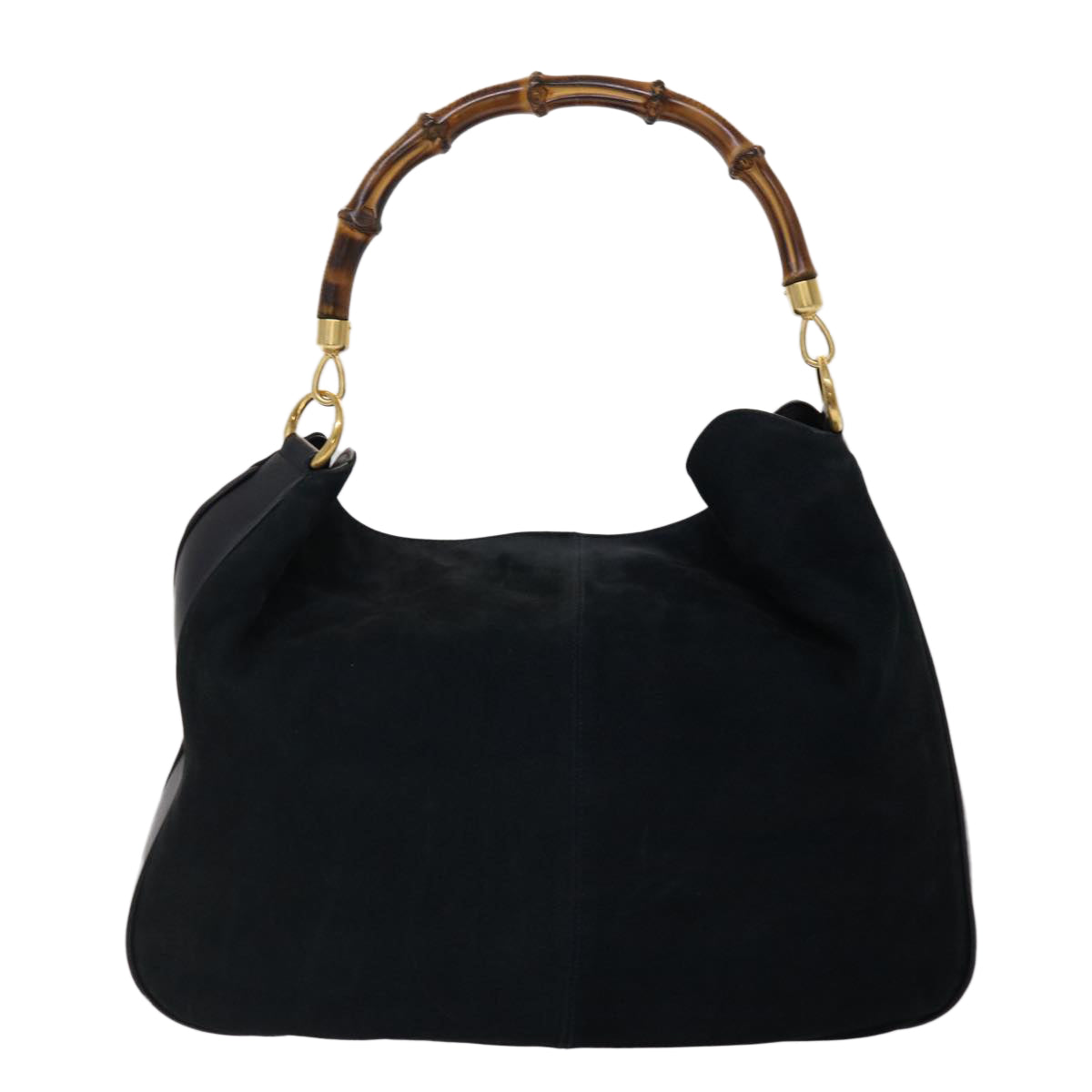 GUCCI Bamboo Shoulder Bag Suede 2way Navy yk7417