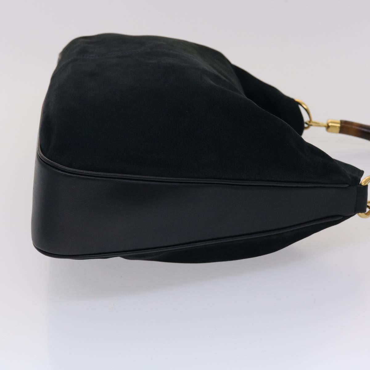 GUCCI Bamboo Shoulder Bag Suede 2way Navy yk7417