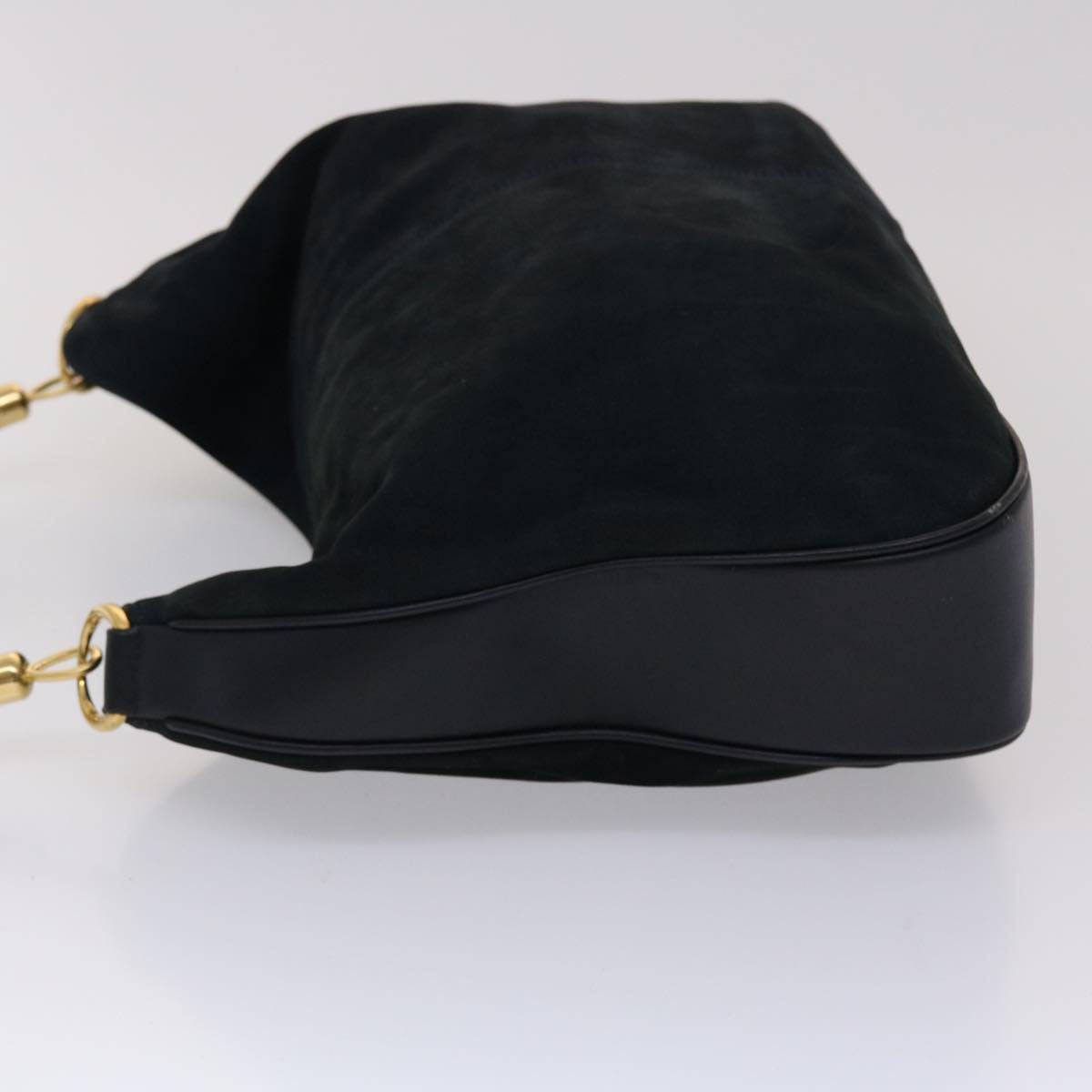 GUCCI Bamboo Shoulder Bag Suede 2way Navy yk7417
