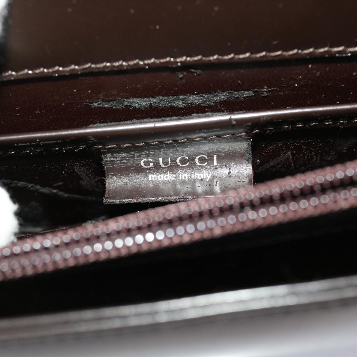GUCCI Shoulder Bag Patent leather Brown yk7420