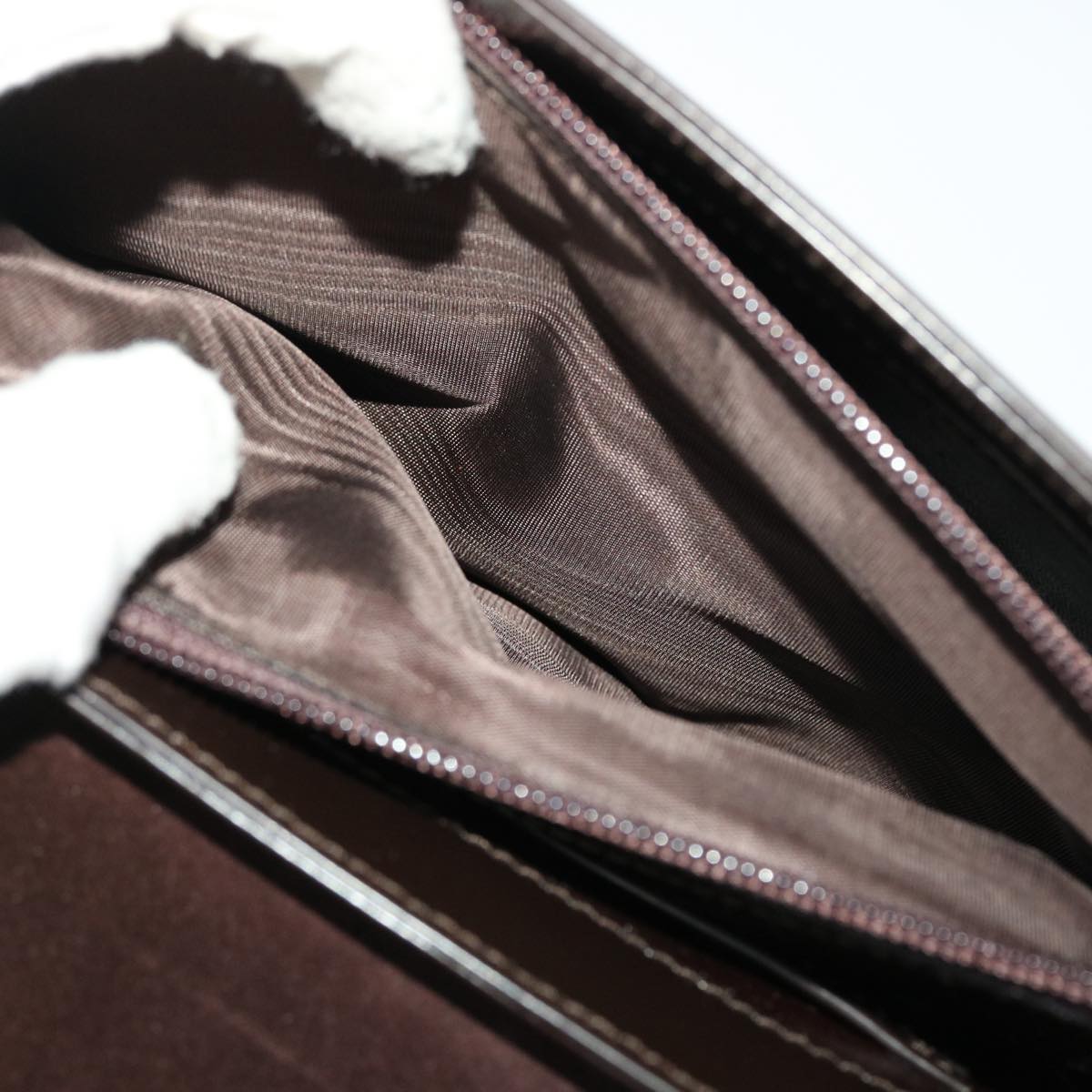 GUCCI Shoulder Bag Patent leather Brown yk7420