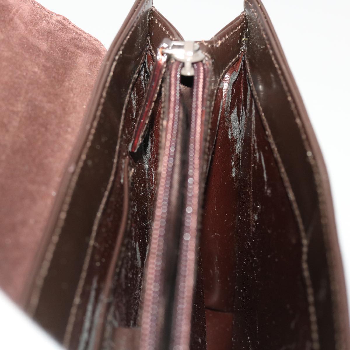 GUCCI Shoulder Bag Patent leather Brown yk7420