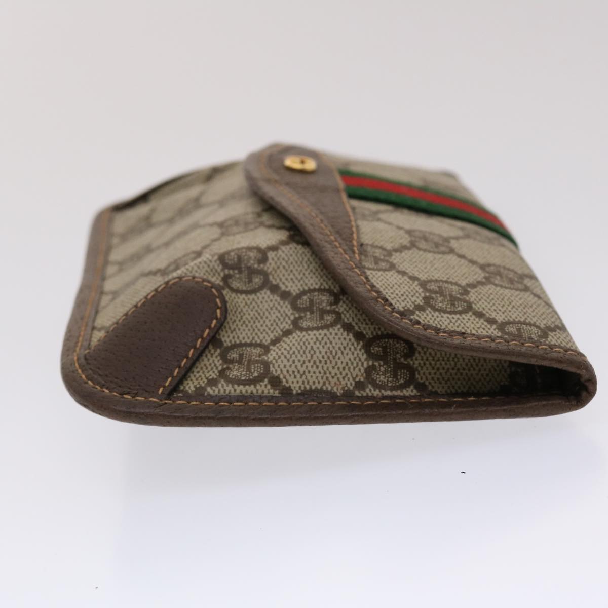 GUCCI GG Canvas Web Sherry Line Pouch PVC Leather Beige Red Green yk7426