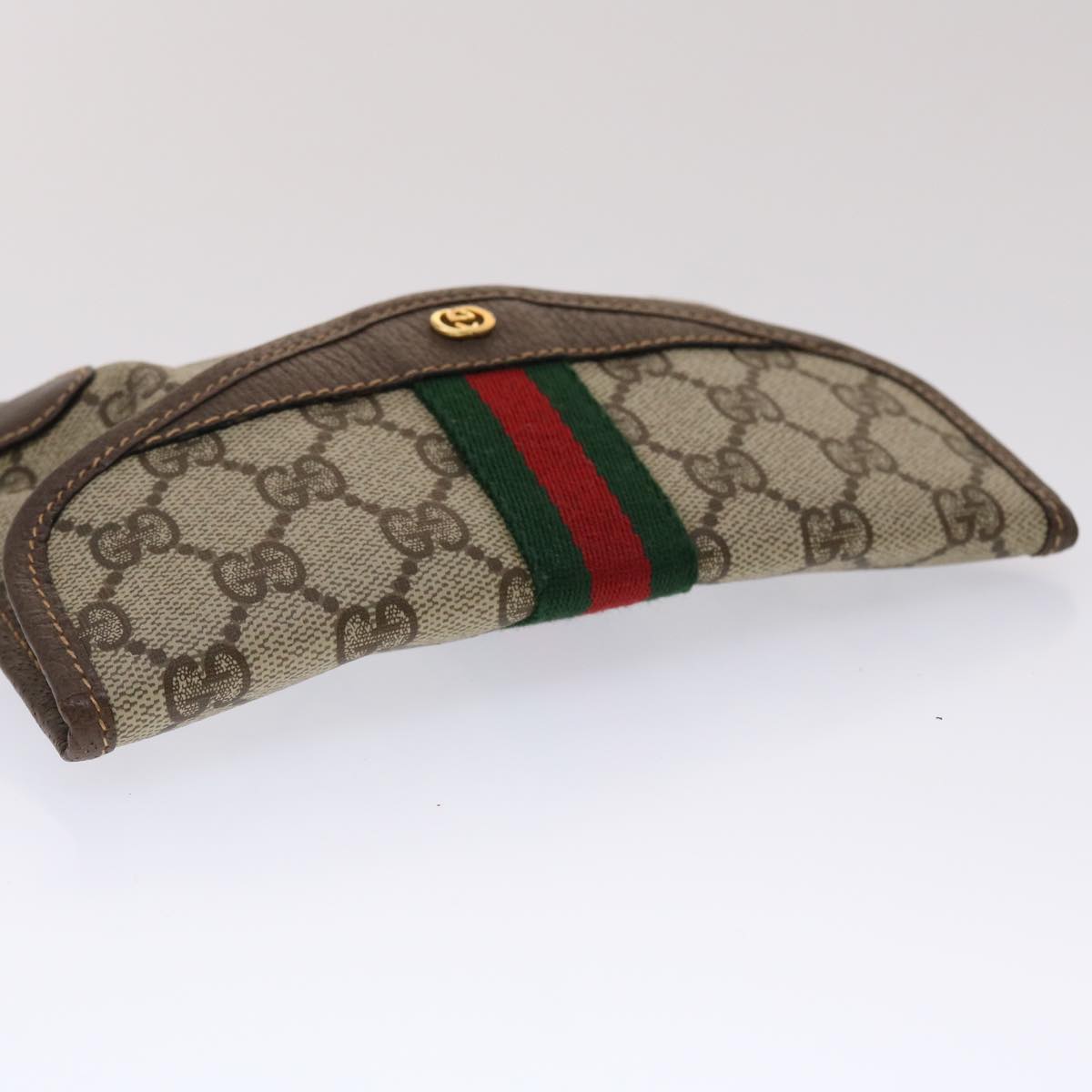 GUCCI GG Canvas Web Sherry Line Pouch PVC Leather Beige Red Green yk7426