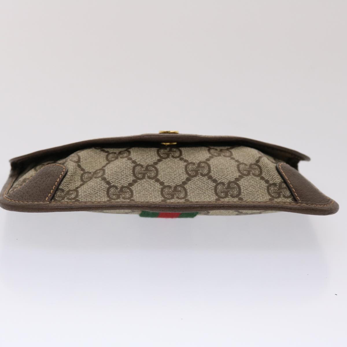 GUCCI GG Canvas Web Sherry Line Pouch PVC Leather Beige Red Green yk7426