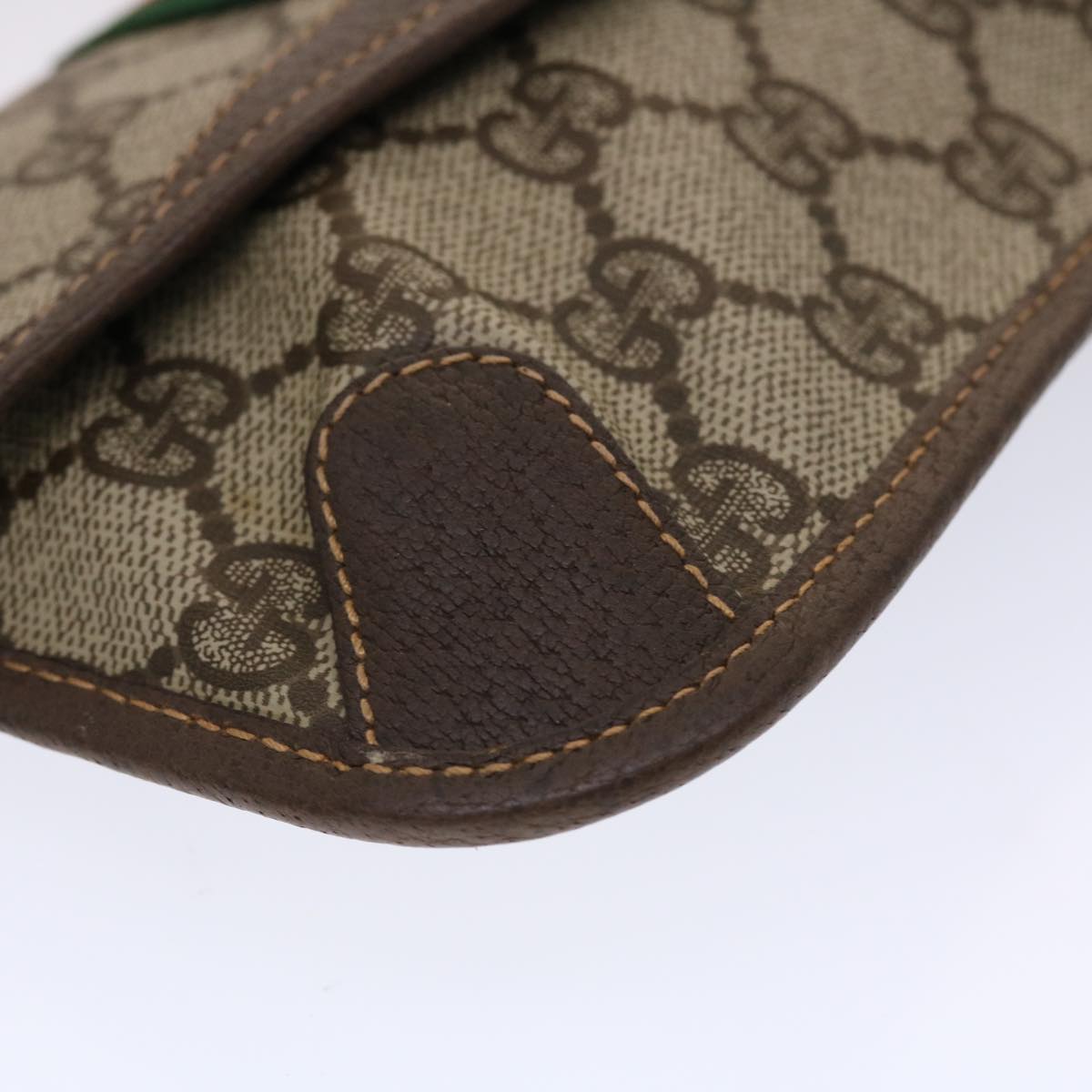 GUCCI GG Canvas Web Sherry Line Pouch PVC Leather Beige Red Green yk7426