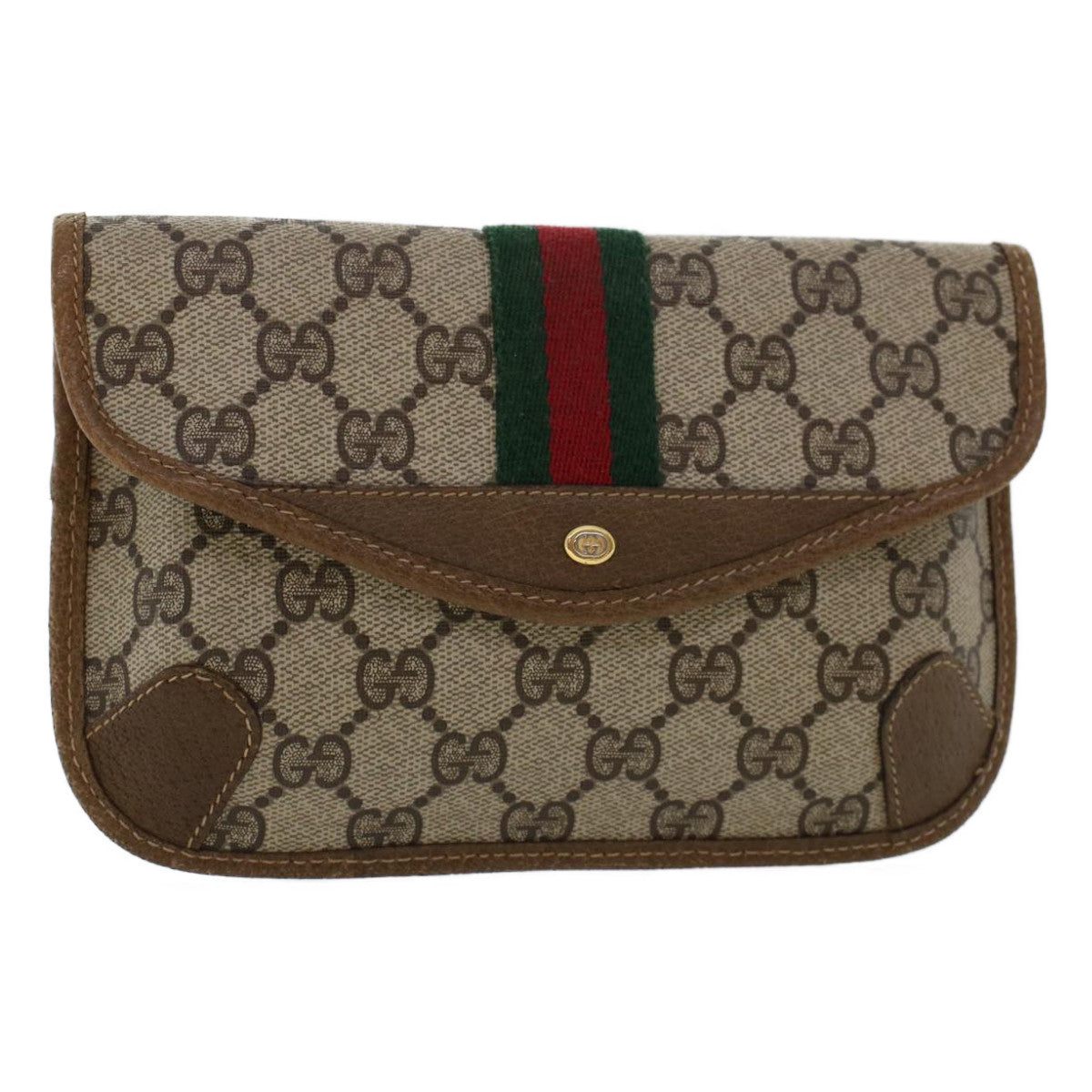 GUCCI GG Canvas Web Sherry Line Pouch Beige Red Green 89.01.021 yk7427
