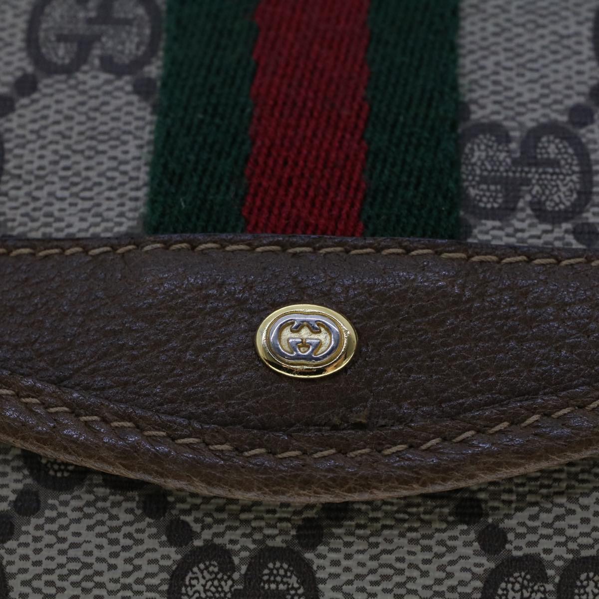 GUCCI GG Canvas Web Sherry Line Pouch Beige Red Green 89.01.021 yk7427