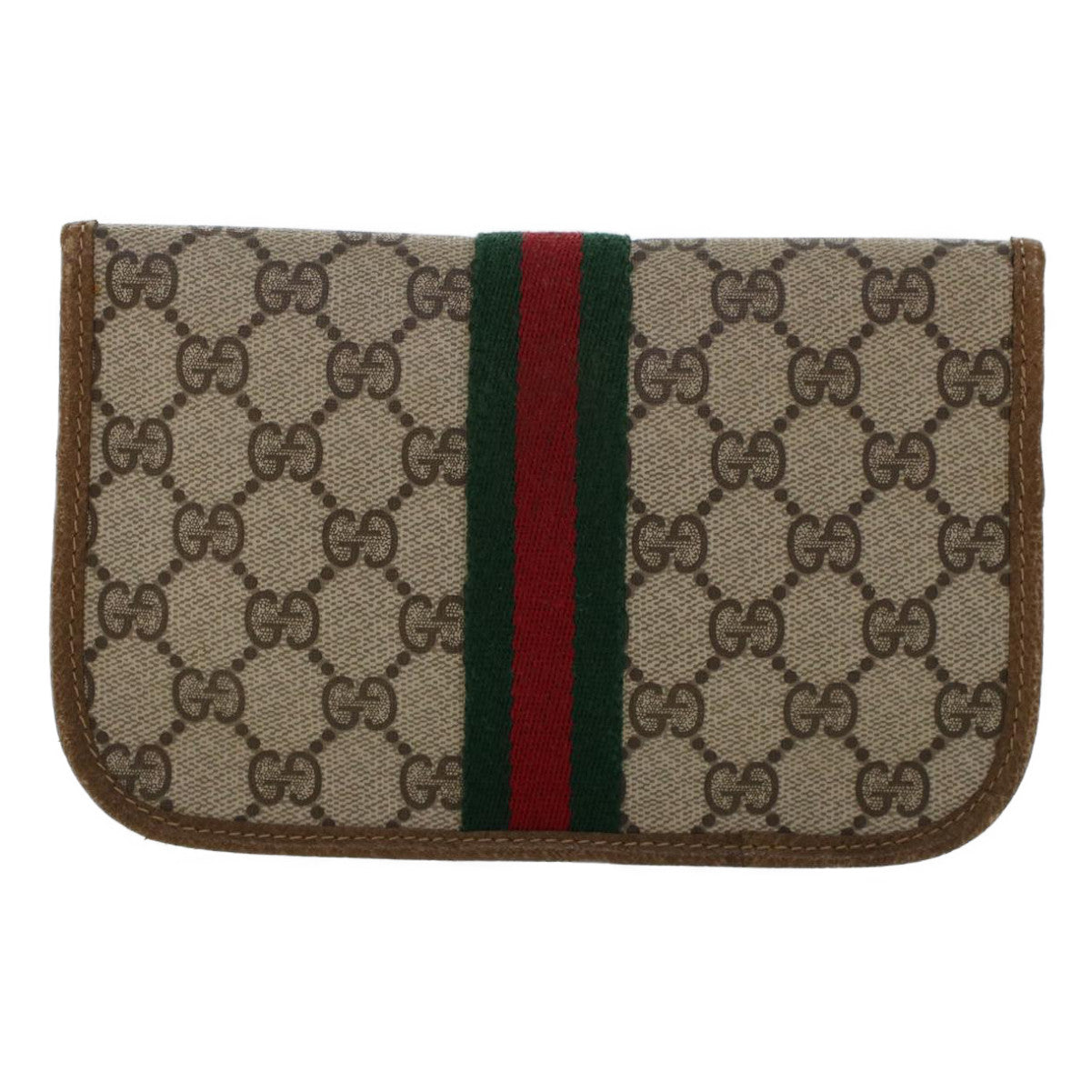 GUCCI GG Canvas Web Sherry Line Pouch Beige Red Green 89.01.021 yk7427
