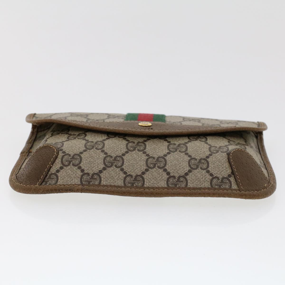 GUCCI GG Canvas Web Sherry Line Pouch Beige Red Green 89.01.021 yk7427