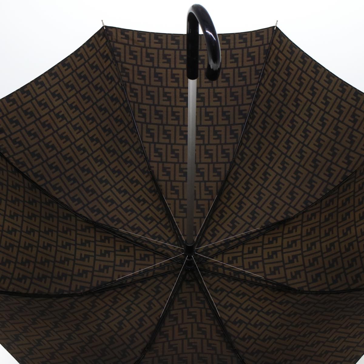 FENDI Zucca Canvas Umbrella Nylon Brown Black yk7439