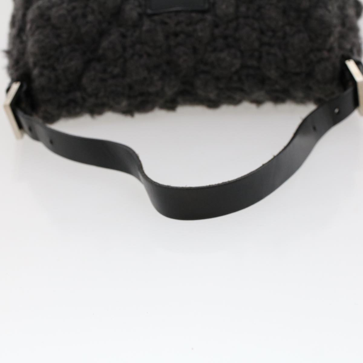 FENDI Mamma Baguette Shoulder Bag Wool Leather Gray yk7448