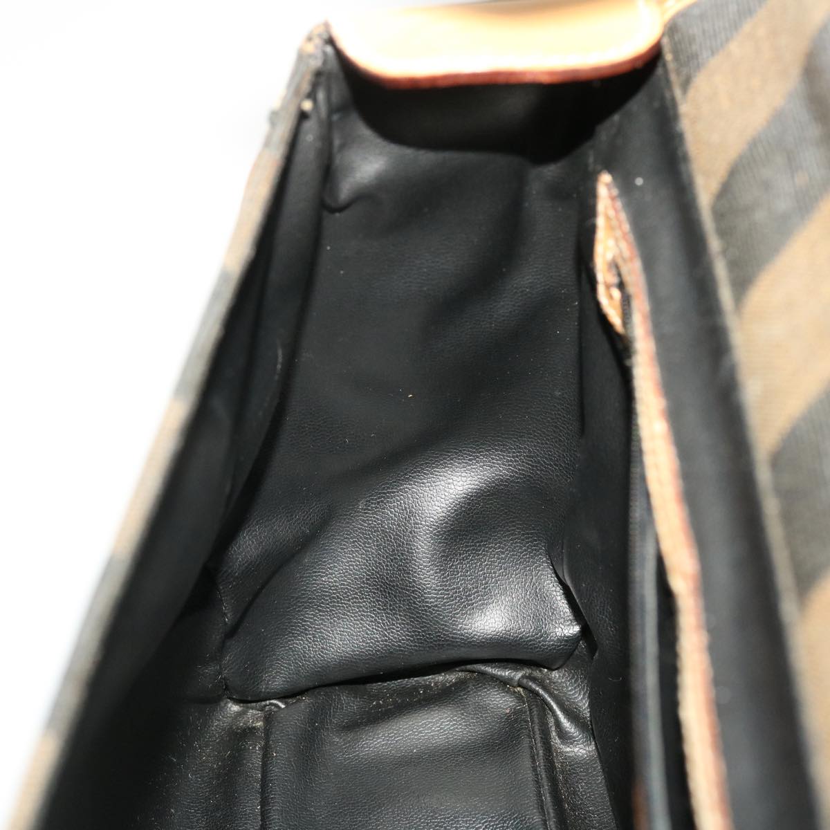 FENDI Pecan Canvas Hand Bag Black Brown yk7457