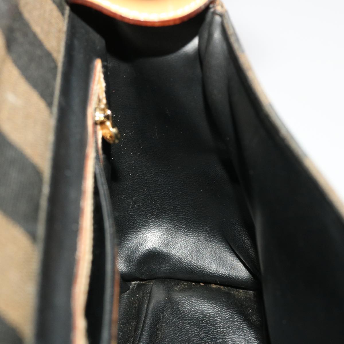 FENDI Pecan Canvas Hand Bag Black Brown yk7457