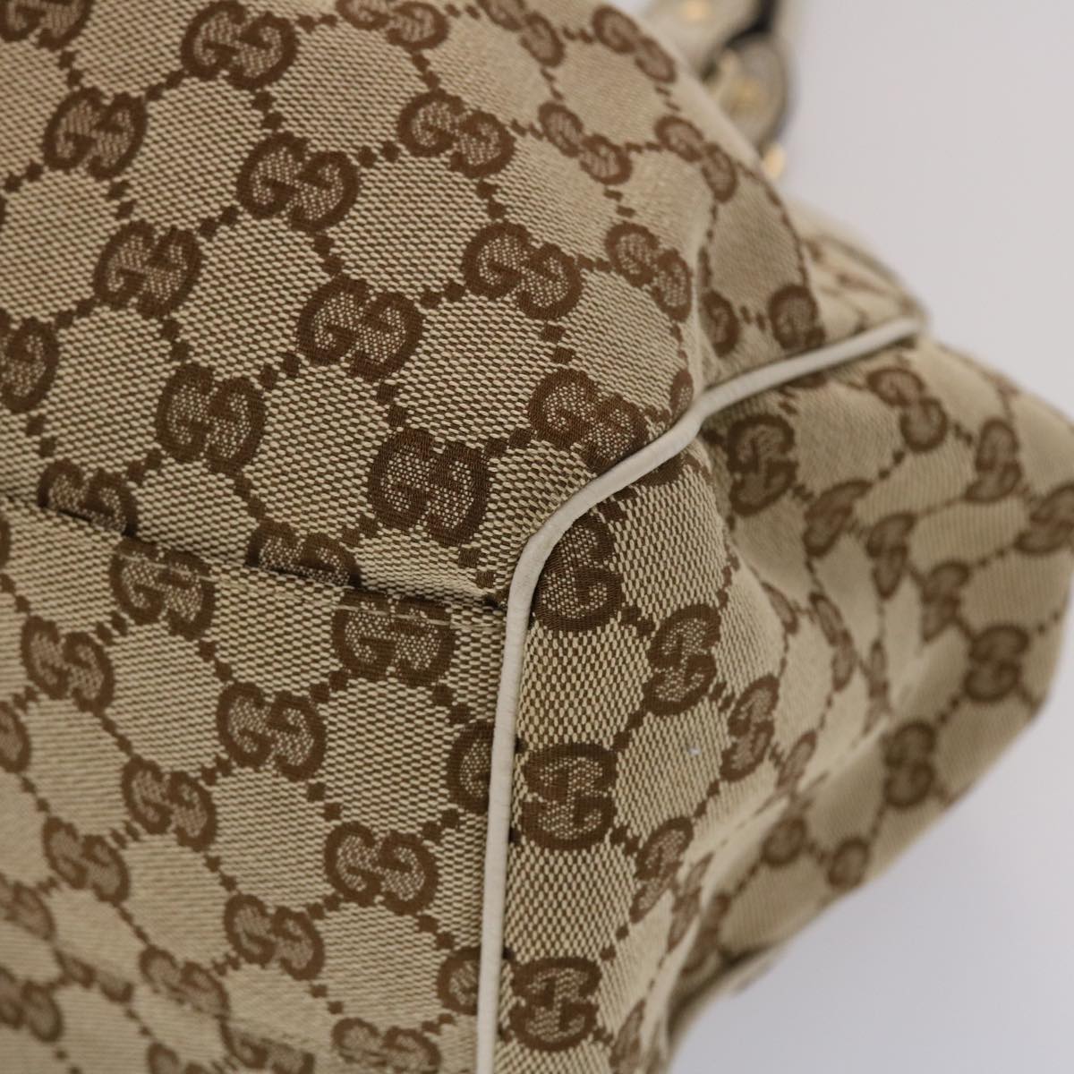 GUCCI GG Canvas Hand Bag Leather Beige 211944 yk7479