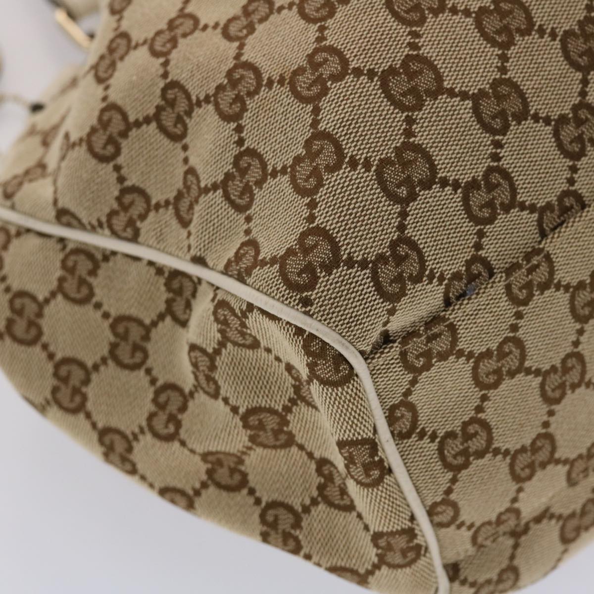 GUCCI GG Canvas Hand Bag Leather Beige 211944 yk7479