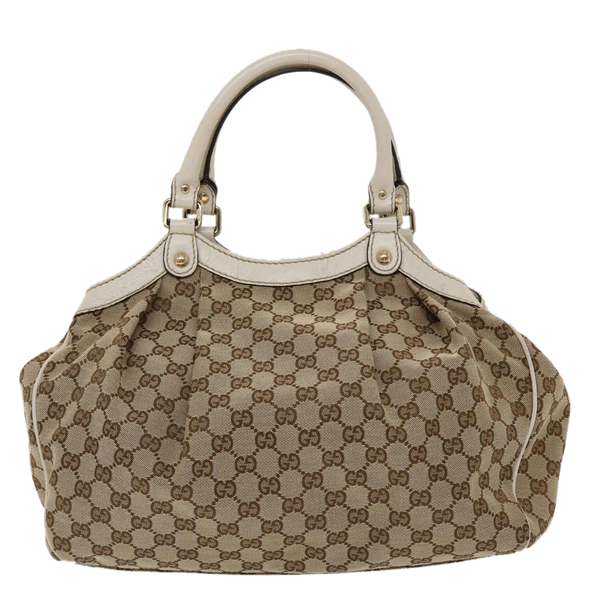 GUCCI GG Canvas Hand Bag Leather Beige 211944 yk7479