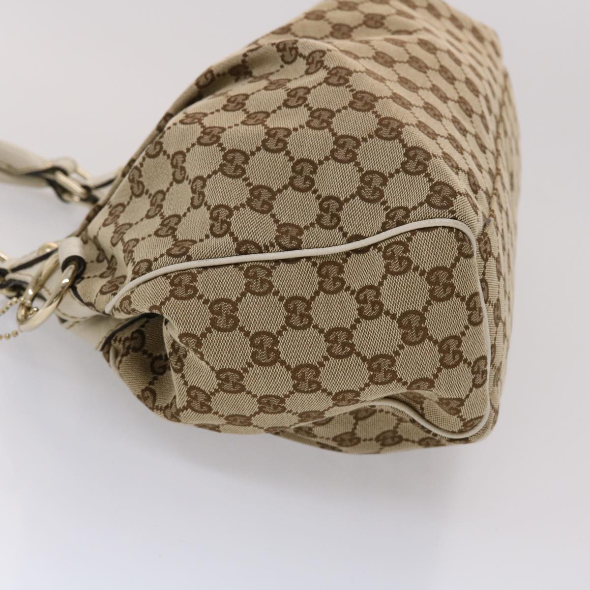 GUCCI GG Canvas Hand Bag Leather Beige 211944 yk7479