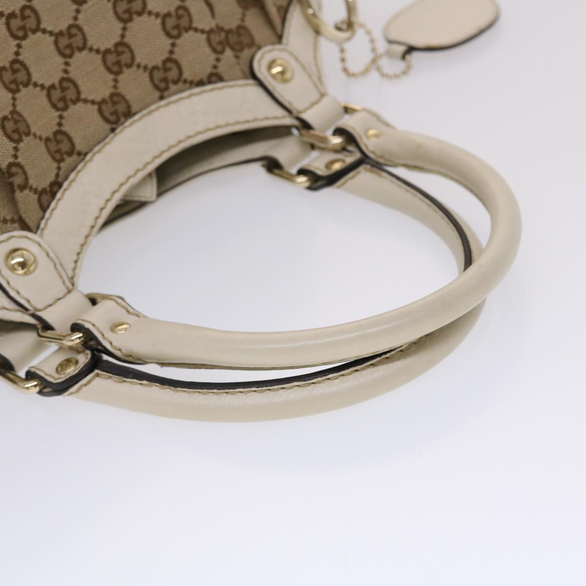 GUCCI GG Canvas Hand Bag Leather Beige 211944 yk7479