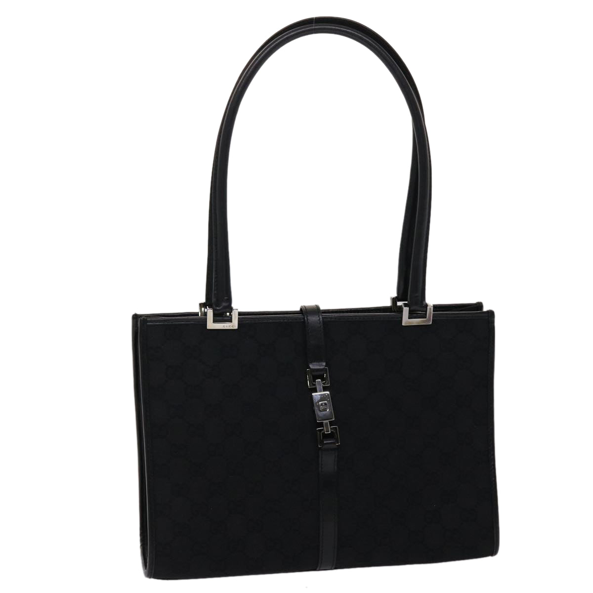 GUCCI GG Canvas Jackie Shoulder Bag Leather Black 01731/002122 yk7482
