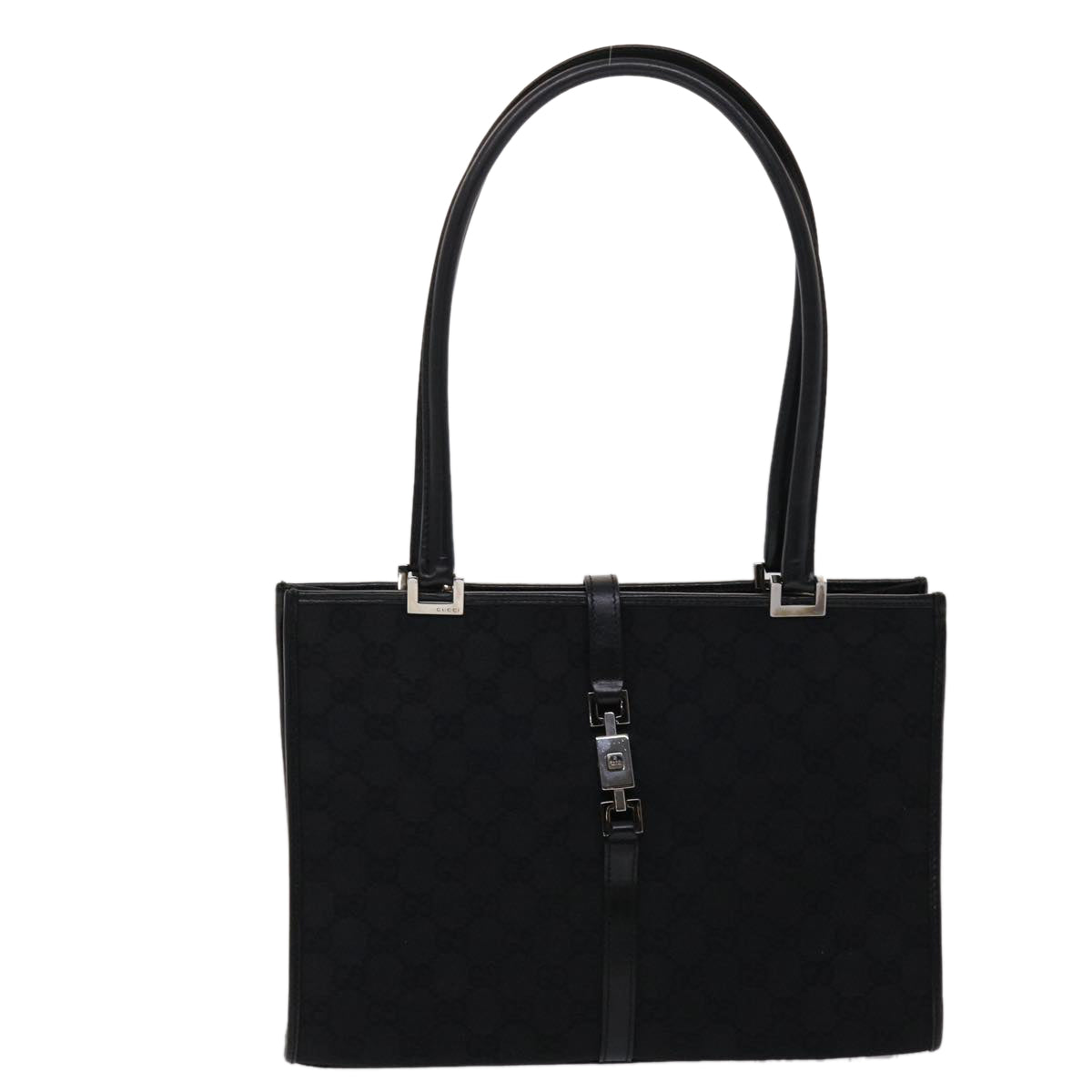 GUCCI GG Canvas Jackie Shoulder Bag Leather Black 01731/002122 yk7482