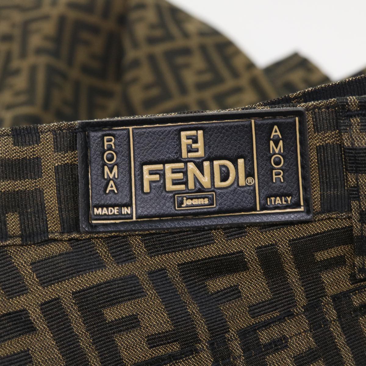 FENDI Zucca Canvas Pants S Black Brown yk7500