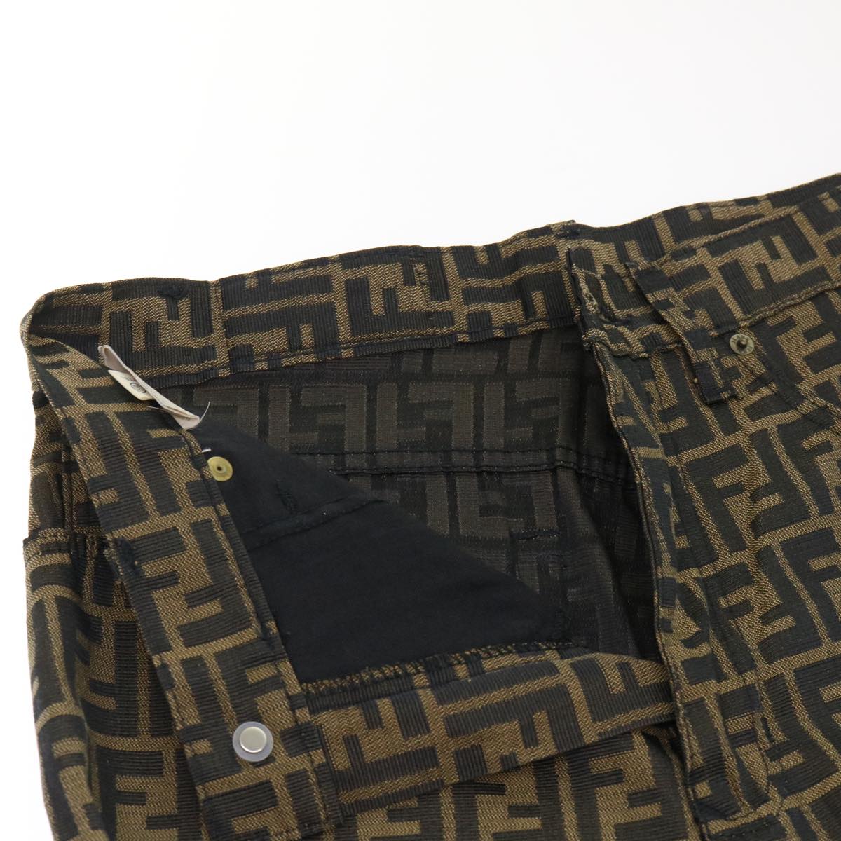 FENDI Zucca Canvas Pants S Black Brown yk7500