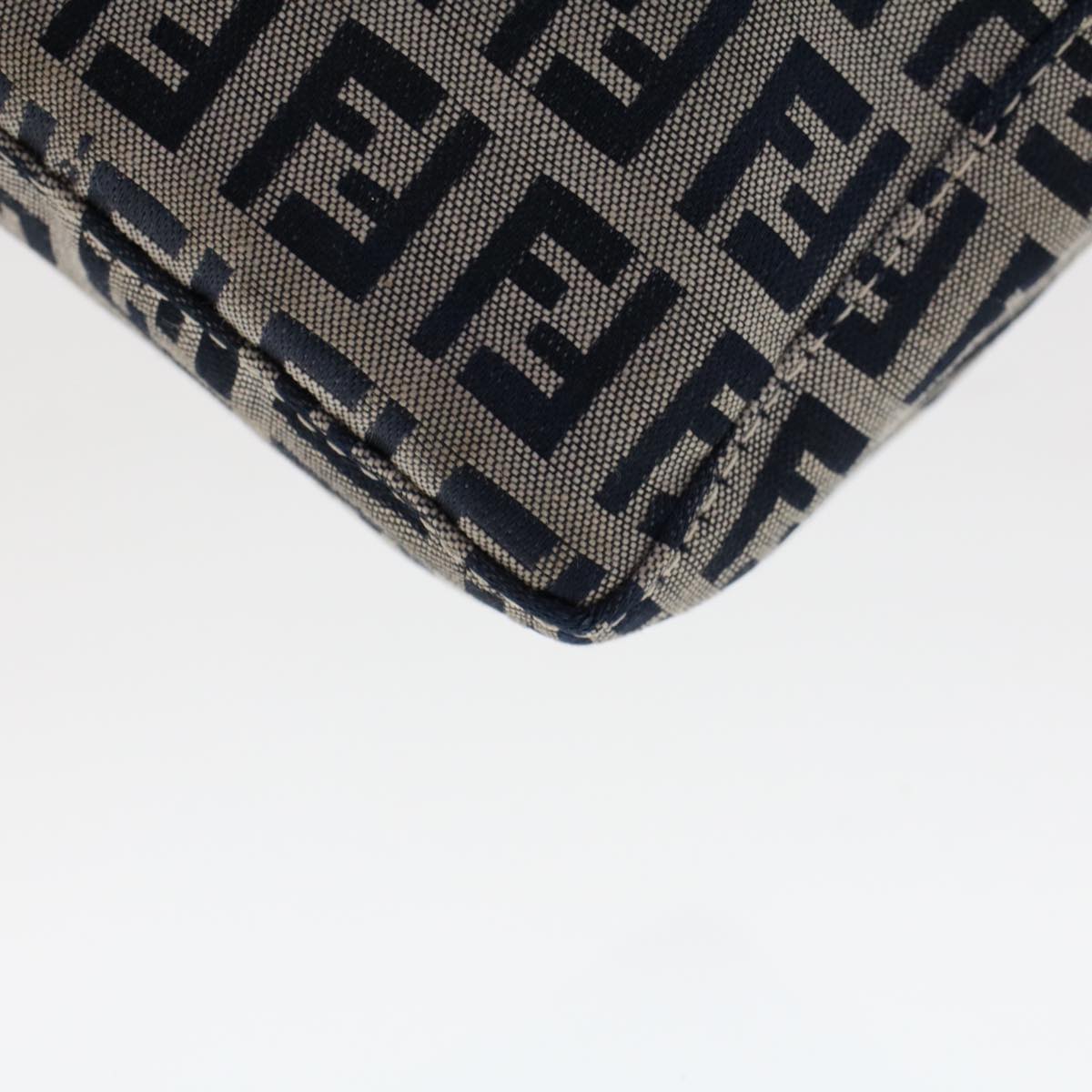 FENDI Zucchino Canvas Shoulder Bag Navy yk7501