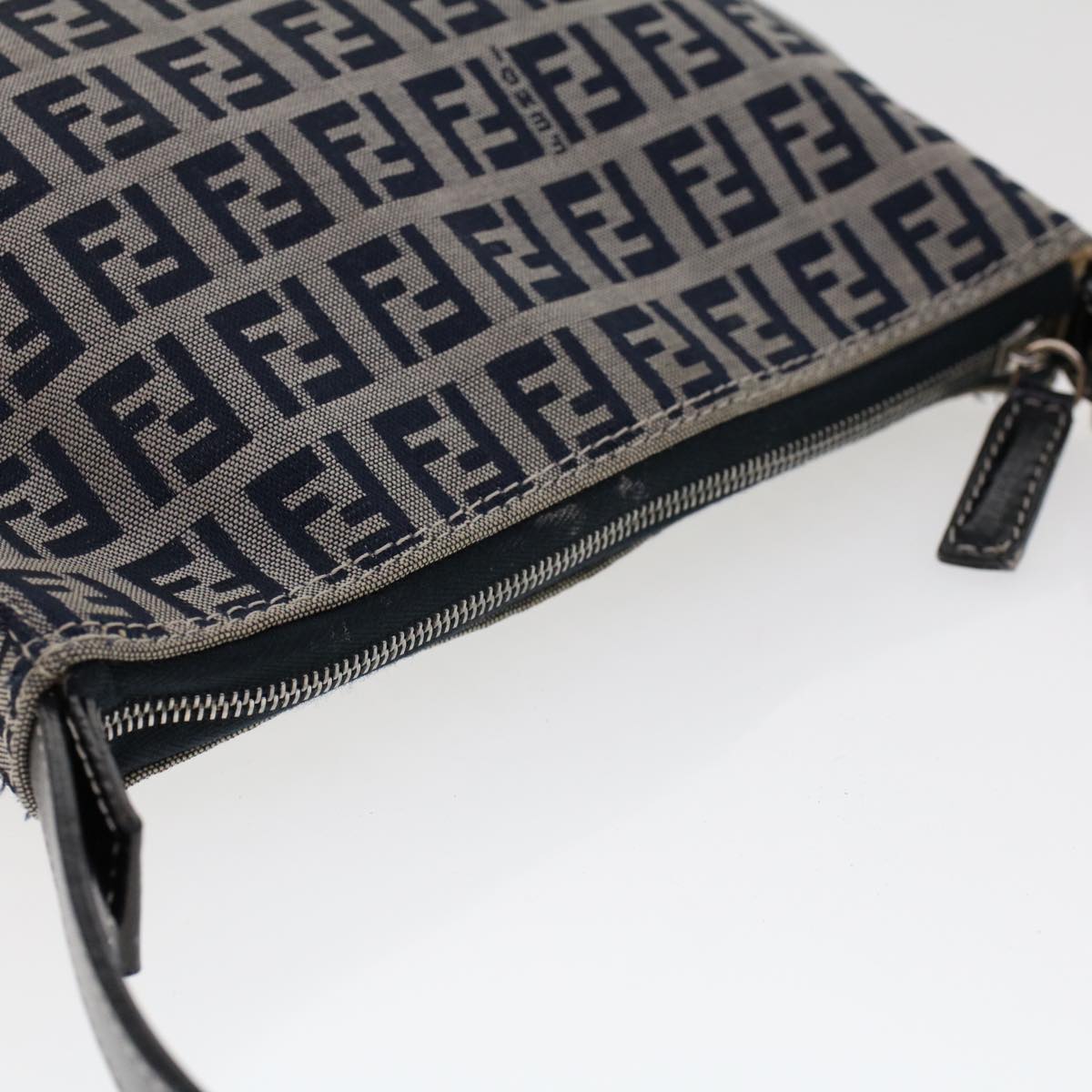 FENDI Zucchino Canvas Shoulder Bag Navy yk7501