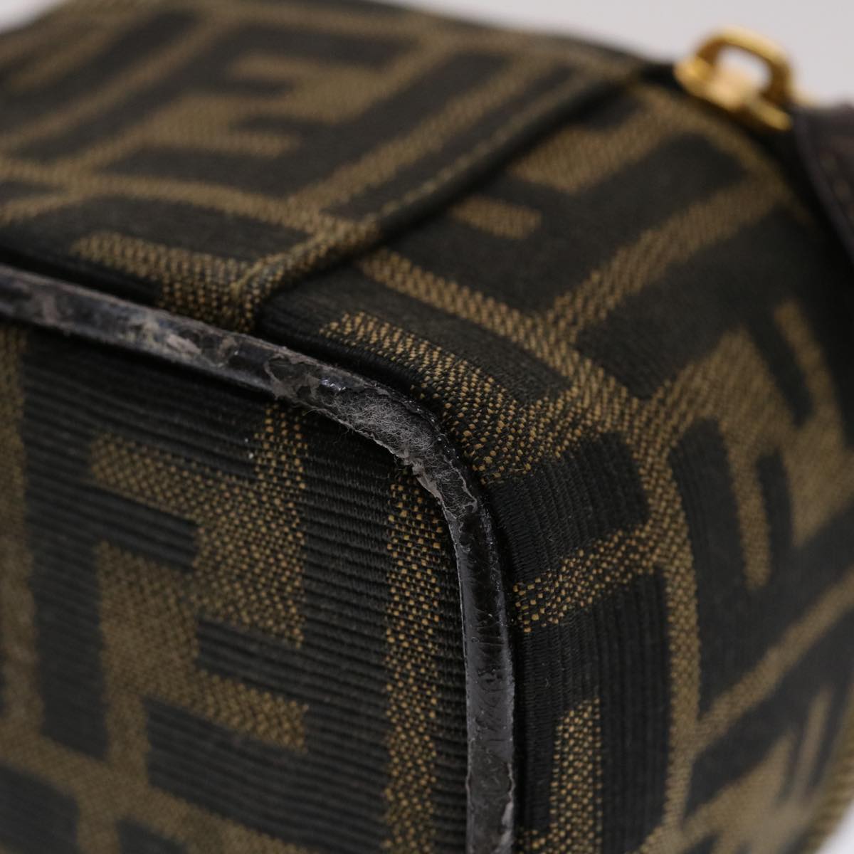 FENDI Zucca Canvas Vanity Cosmetic Pouch Black Brown 2349-26576-089 yk7547B