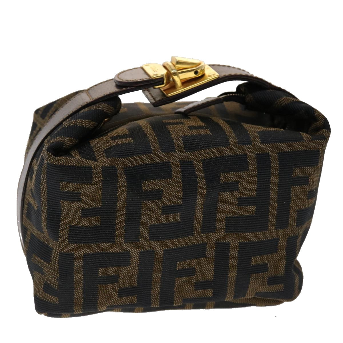 FENDI Zucca Canvas Hand Bag Black Brown yk7553B
