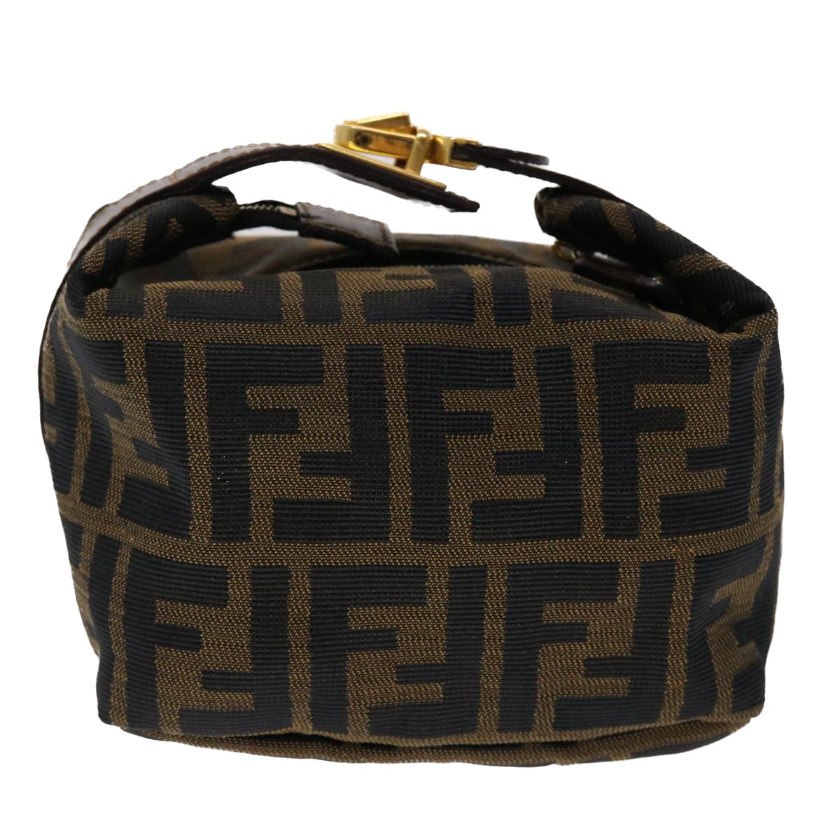 FENDI Zucca Canvas Hand Bag Black Brown yk7553B