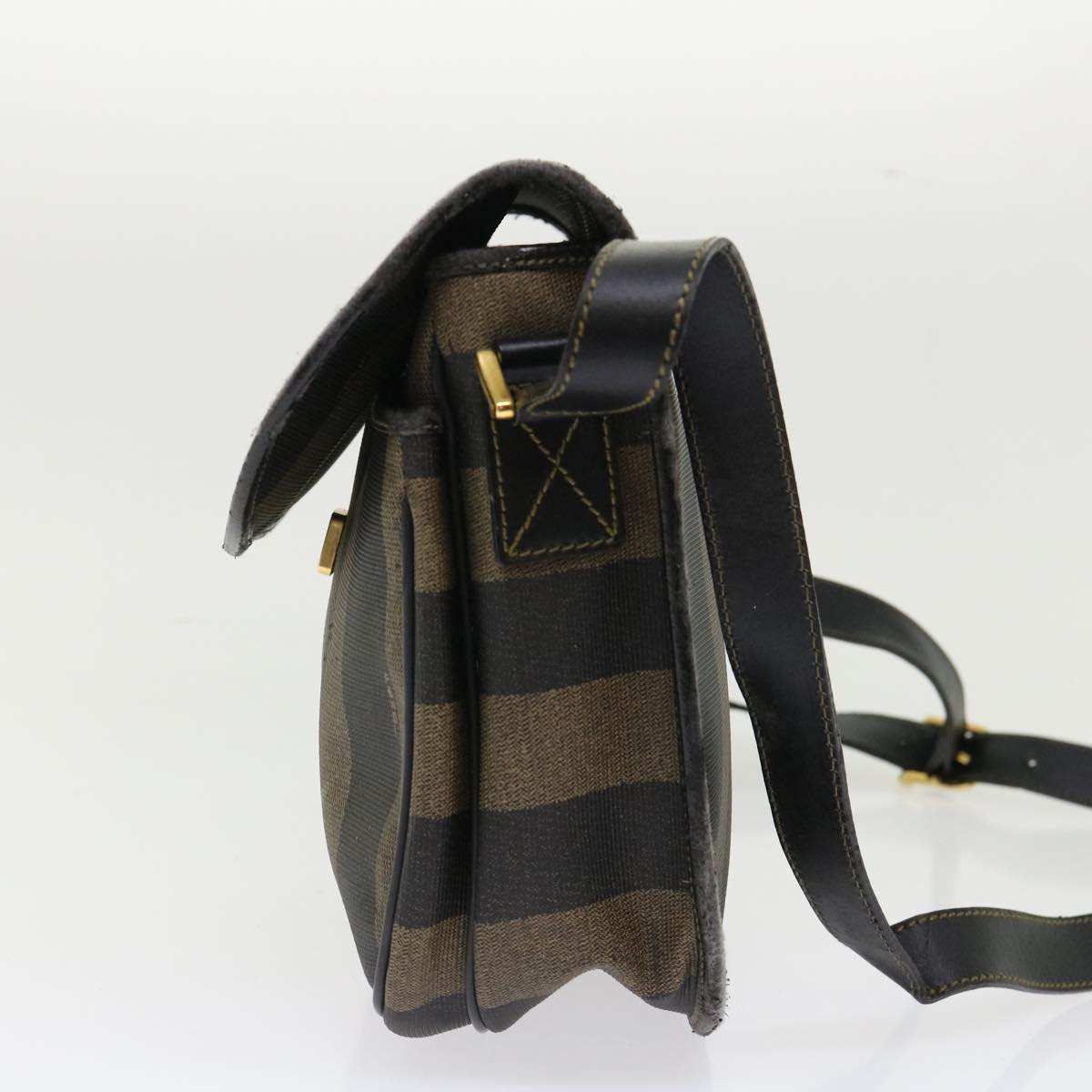 FENDI Pecan Canvas Shoulder Bag Nylon 2Set Brown Black yk7554B