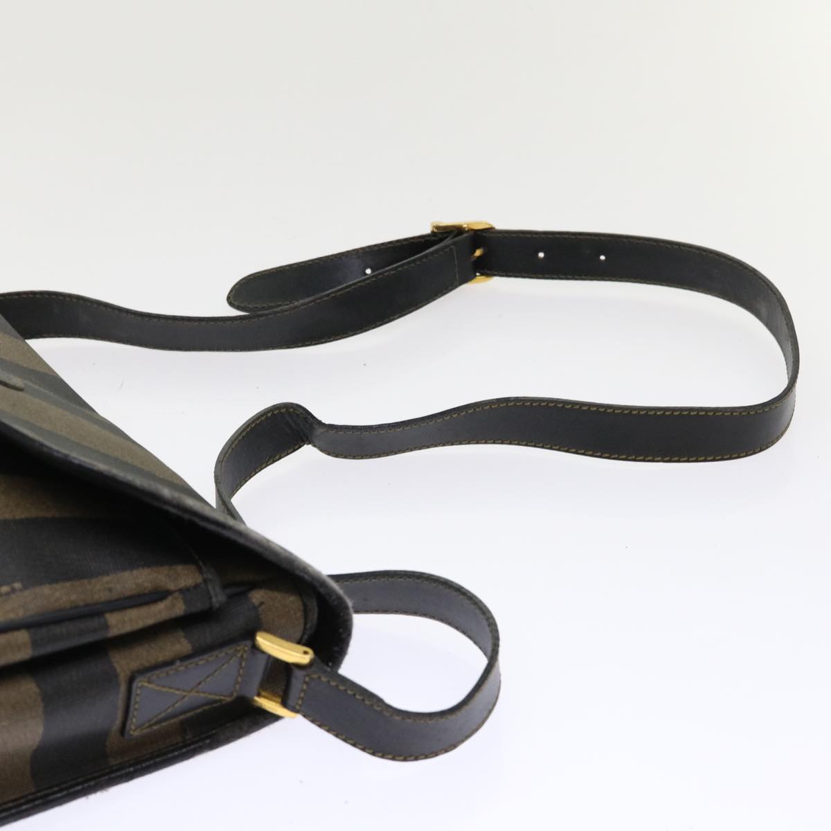 FENDI Pecan Canvas Shoulder Bag Nylon 2Set Brown Black yk7554B